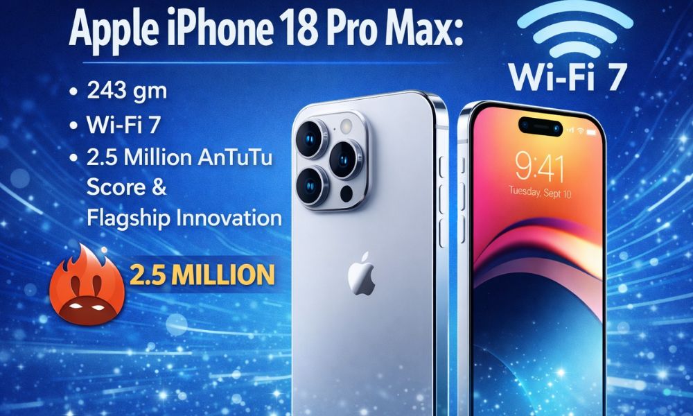 Apple iPhone 18 Pro Max: 243 gm, Wi-Fi 7, 2.5 Million AnTuTu Score & Flagship Innovation