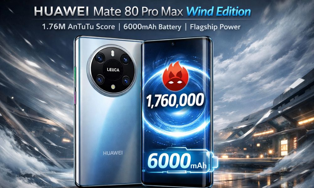 Huawei Mate 80 Pro Max Wind Edition: 1.76M AnTuTu, 6000mAh Battery & Flagship Power
