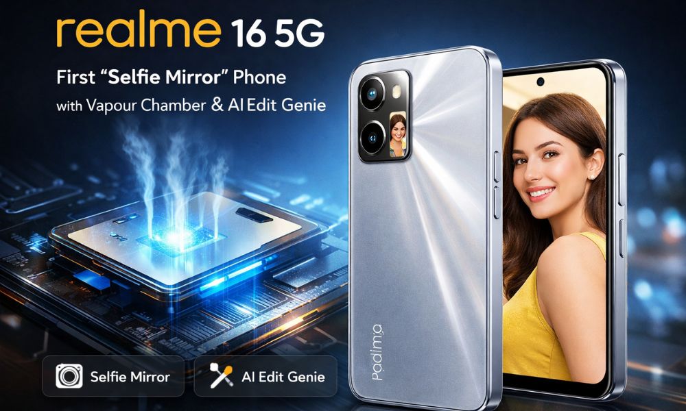 Realme 16 5G: First “Selfie Mirror” Phone with Vapour Chamber & AI Edit Genie