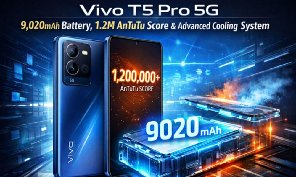 Vivo T5 Pro 5G with 9,020mAh Battery, 1.2M AnTuTu Score & Advanced Cooling System