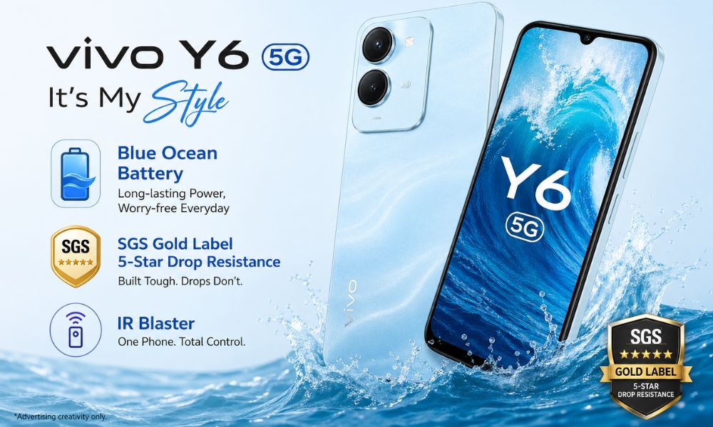 Vivo Y6 5G with Blue Ocean Battery, SGS Gold Label 5-Star Drop Resistance, and IR Blaster