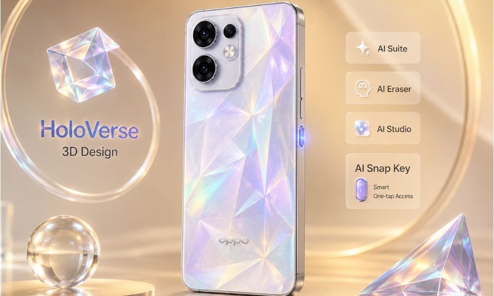 OPPO Reno 16 5G with First HoloVerse 3D Design, AI Suite, and AI Snap Key