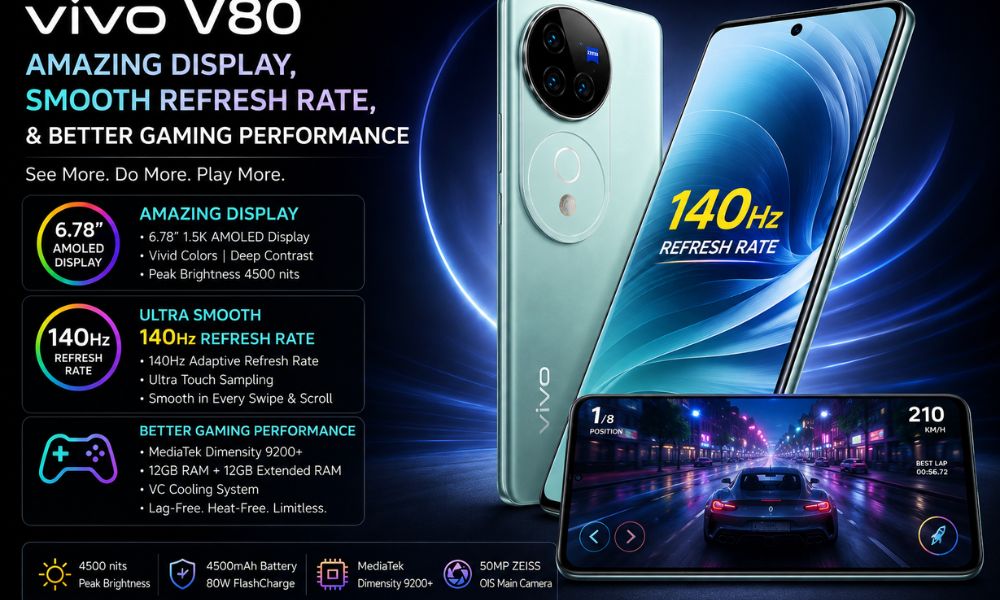 Vivo V80 with an Amazing Display, Smooth Refresh Rate, and Better Gaming Performance