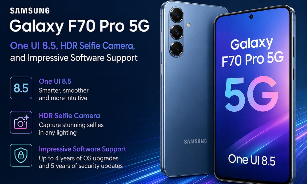 Samsung Galaxy F70 Pro 5G: One UI 8.5, HDR Selfie Camera, and Impressive Software Support
