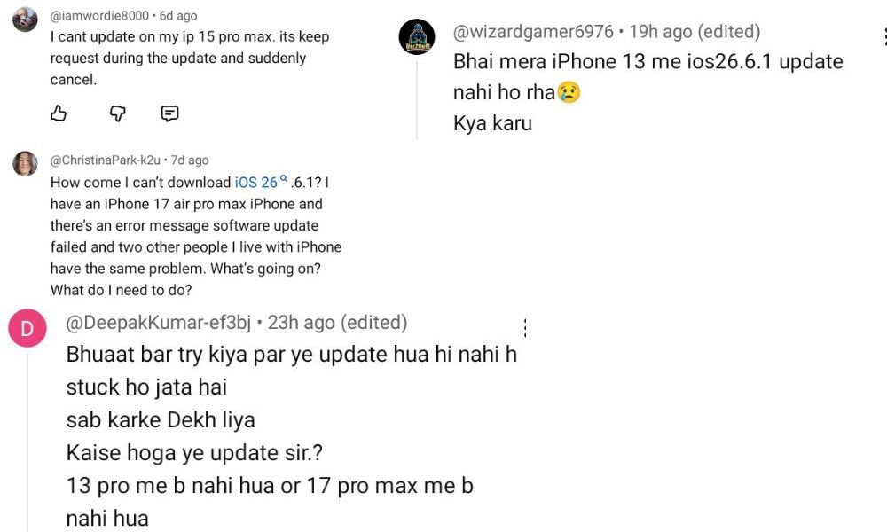 update cancelled