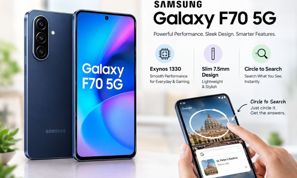 Samsung Galaxy F70 5G: Exynos 1330, Slim 7.5mm Design, and Circle to Search